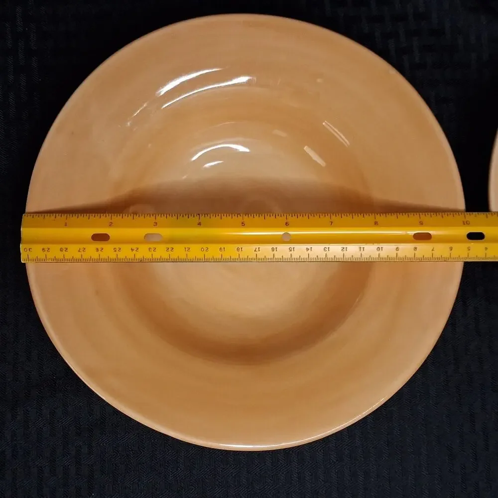 Pottery Barn Sausalito Amber Yellow Earthenware Soup Pasta Bowls Mexico Set 2